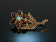 Around 1890! Pretty flower brooch with garnets and turquoise gold 333