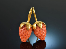 Sweet Strawberries! Coral Strawberry Earrings Silver 925...