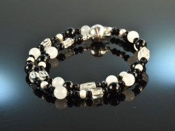Black and White! Fancy Armband Onyx Bergkristall Jade...