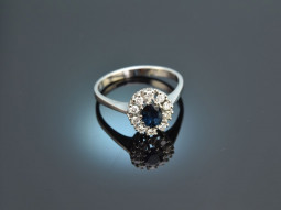 Around 1975! Classic Sapphire Brilliant Ring White Gold 585