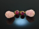 Deep Rose! Drop earrings red agate rose quartz silver 925 gold plated