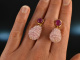 Deep Rose! Drop earrings red agate rose quartz silver 925 gold plated