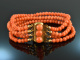 Around 1900! Beautiful salmon coral bracelet 4 rows gold plated