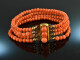 Around 1900! Beautiful salmon coral bracelet 4 rows gold plated