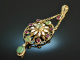 England around 1910! Suffragette pendant with tourmalines and enamel silver gold plated