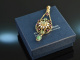 England around 1910! Suffragette pendant with tourmalines and enamel silver gold plated