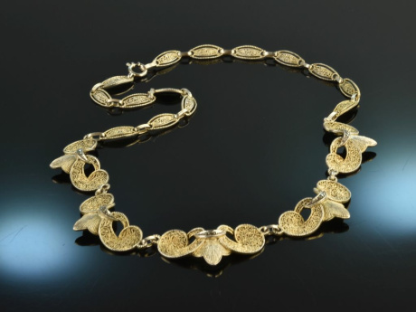 Fahrner around 1940! Curved chain with marcasites silver gold plated