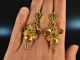 Spain around 1850! Brooch and earrings in case glass stones copper gilded