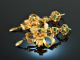 Spain around 1850! Brooch and earrings in case glass stones copper gilded