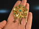 Spain around 1850! Brooch and earrings in case glass stones copper gilded