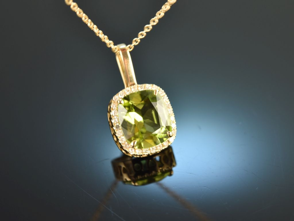 Fine Diamant Anhänger mit Kette Green! 759,00 € Gold Peridot 585,