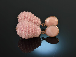 Summer Rose! Drop Earrings Pink Opal Rose Quartz Silver...