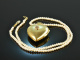 Around 1950! Heart locket pendant with delicate cultured pearl necklace silver gold plated