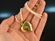 Around 1950! Heart locket pendant with delicate cultured pearl necklace silver gold plated