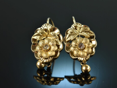 Around 1860! Pretty Biedermeier earrings silver gilded