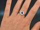 Around 1920! Historic Diamond Sapphire Ring 0.9 ct White Gold 585