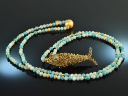 Boho Style! Long necklace with wiggle fish pendant...