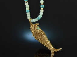 Boho Style! Long necklace with wiggle fish pendant...