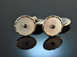 Around 1910! Delicate cufflinks mother of pearl silver 835