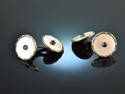 Around 1910! Delicate cufflinks mother of pearl silver 835