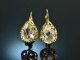 Around 1950! Delicate Aquamarine Drop Earrings Gold 333