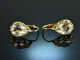 Around 1950! Delicate Aquamarine Drop Earrings Gold 333