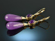 England around 1970! Pretty amethyst drop earrings gold 375