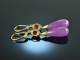 England around 1970! Pretty amethyst drop earrings gold 375