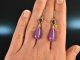 England around 1970! Pretty amethyst drop earrings gold 375