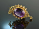 Around 1880! Large pendant with amethyst and seed pearls gold 585