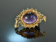 Um 1880! Gro&szlig;er Anh&auml;nger mit Amethyst und Saatperlen Gold 585