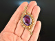 Around 1880! Large pendant with amethyst and seed pearls gold 585