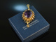 Around 1880! Large pendant with amethyst and seed pearls gold 585