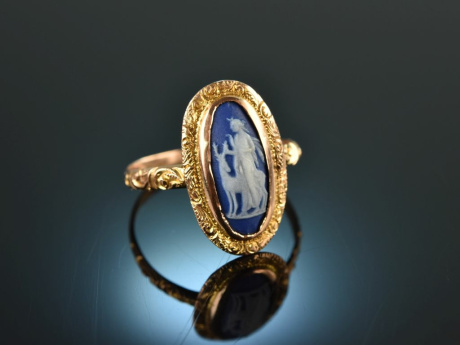 Chester 1918! Wedgwood Kamee Ring Rot Gold 375