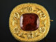 Around 1850! Beautiful brooch with red tourmaline gold 750