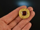 Around 1850! Beautiful brooch with red tourmaline gold 750