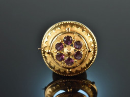 Around 1840! Beautiful Biedermeier brooch with amethysts gold 585