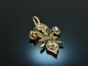 France around 1890! Fleur des Lis pendant with diamond roses and ornamental enamel gold 750