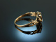 Around 1800! Delicate ring with seed pearls and ornamental enamel gold 585