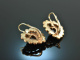 Around 1930! Garnet heart earrings gold 585 tombac