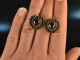 Around 1930! Garnet heart earrings gold 585 tombac