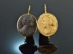 Antique cameos! Historic lava cameo earrings 19th century...