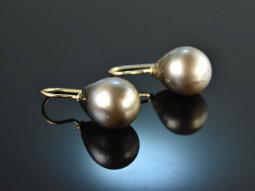 From our workshop! Tahitian cultured pearl drop earrings...