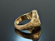 Um 1930! Schwerer Herren Wappen Siegel Ring mit Lapislazuli Gold 585