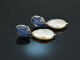 Large earrings with iolite and cultured pearls silver 925