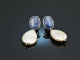 Large earrings with iolite and cultured pearls silver 925