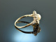 Around 1910! Beautiful pearl diamond ring 1.2 ct platinum gold 750