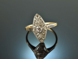 Around 1915! Art Deco Ring with Diamonds Gold 585 Platinum