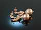 Autumn Leaves! Cultured pearl drop earrings silver 925 rose gold plated