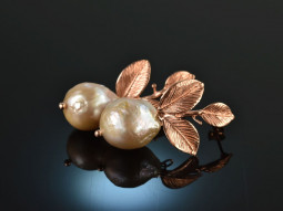 Autumn Leaves! Cultured pearl drop earrings silver 925...
